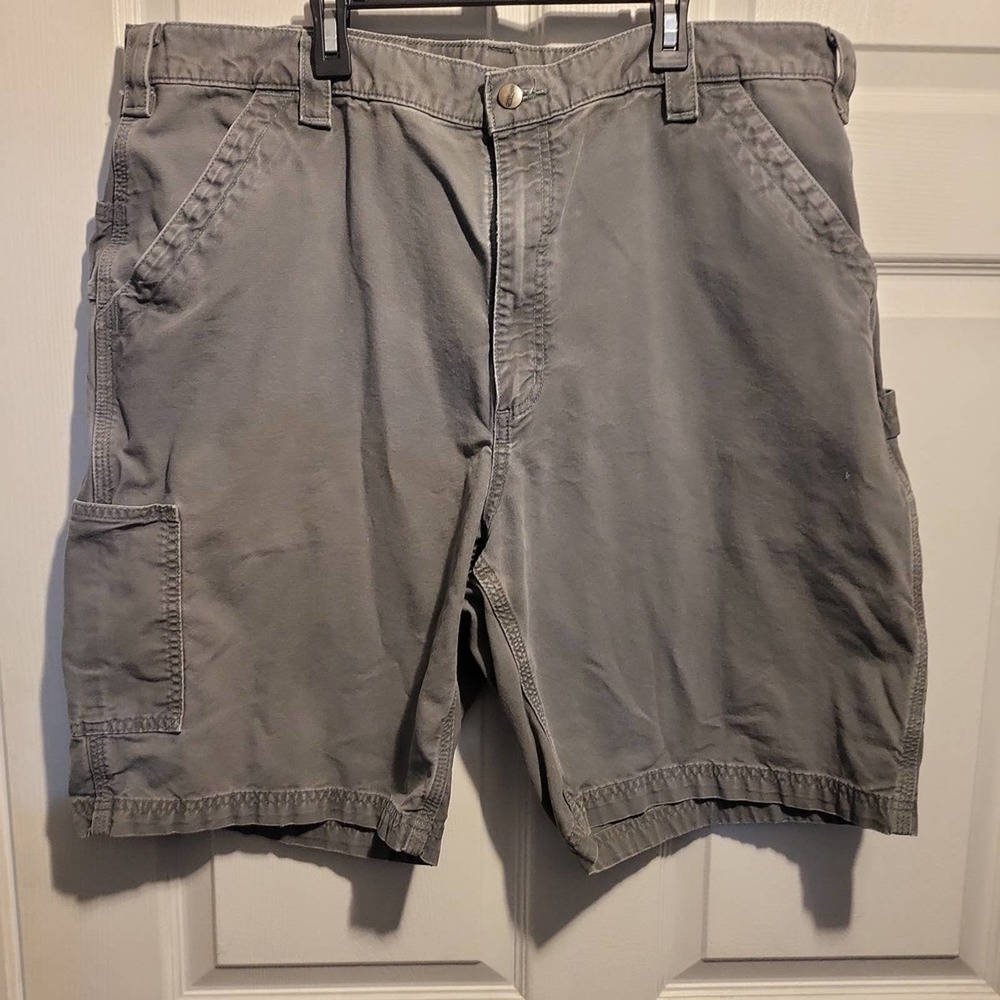 CARHARTT Men's Sz 40 Gray Canvas Work Shorts Carpenter Union